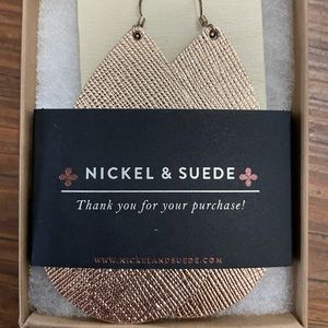New in box Nickel & Suede Rose Teardrops